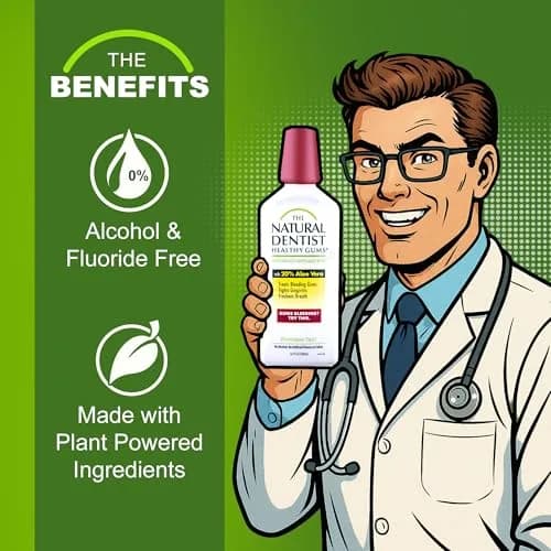 The Natural Dentist Peppermint Twist Mouthwash 499ml (16.9 Fl Oz) | Alcohol-Free Daily Rinse thumbnail 2