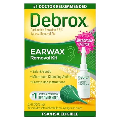 Debrox Ear Wax Removal Kit with Bulb Syringe & 0.5 Fl Oz Drops | Doctor Recommended Microfoaming Action thumbnail 1