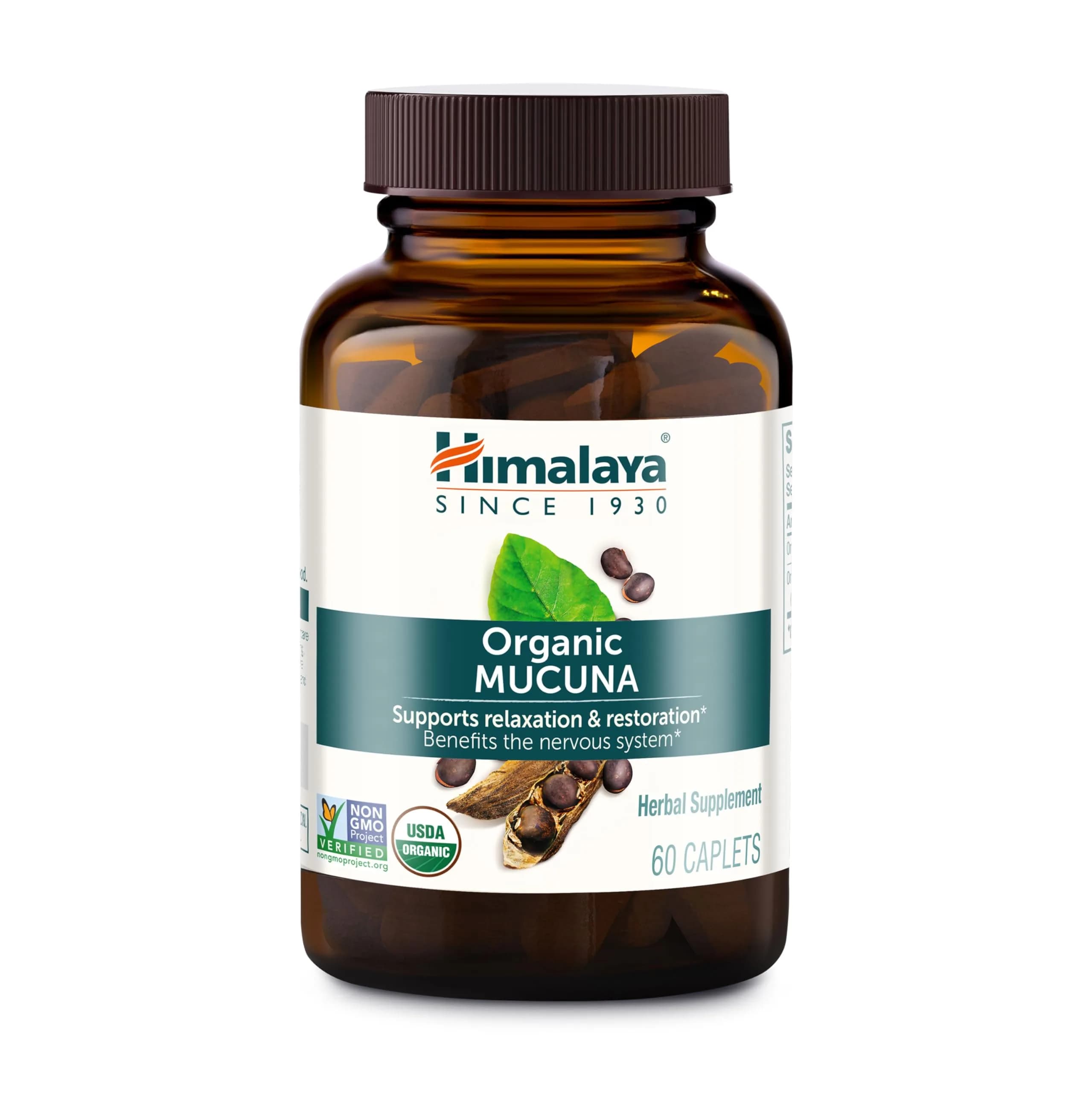Himalaya USDA Organic Mucuna Pruriens Supplement, 600 mg | Supports Relaxation & Mood (110 chars) — Caplet