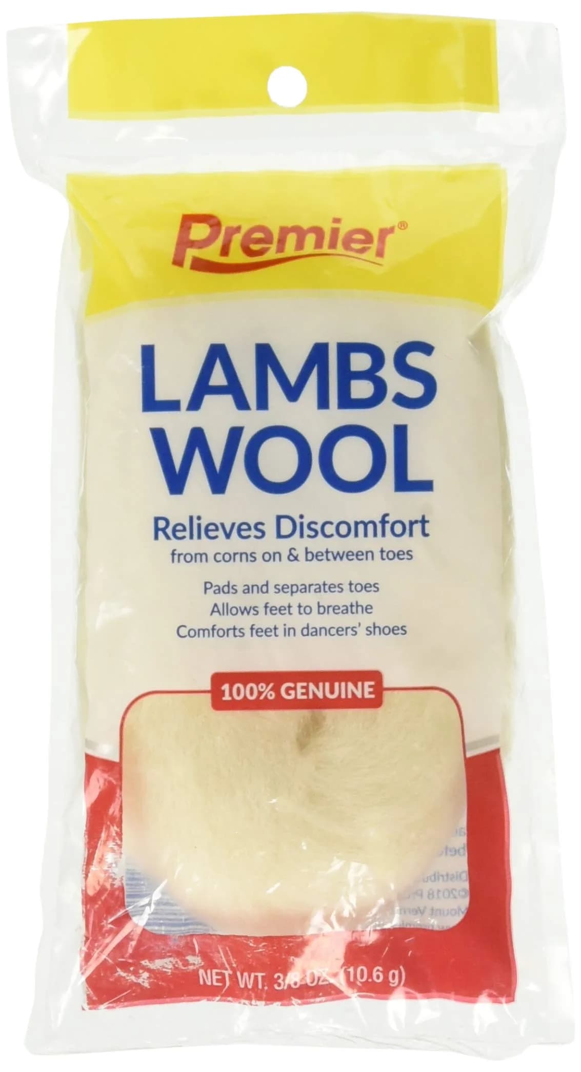 プルミエ Lambs Wool 0.37 Oz | Corn & Callus Remover Cushions for Feet - main product image