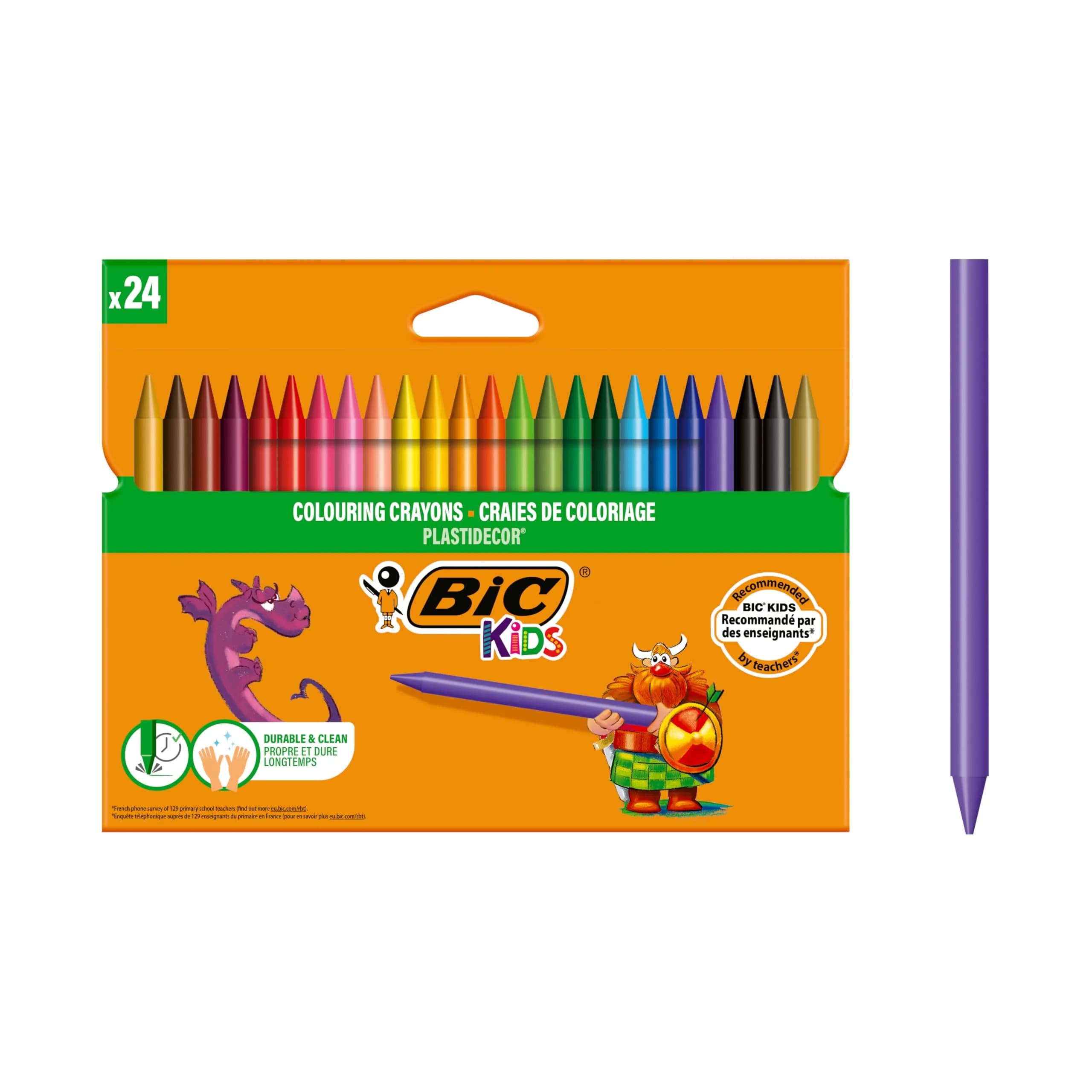 BIC Kids Plastidecor Colouring Crayons 24 Pack | Vibrant Assorted Colours for Kids 30+ Months