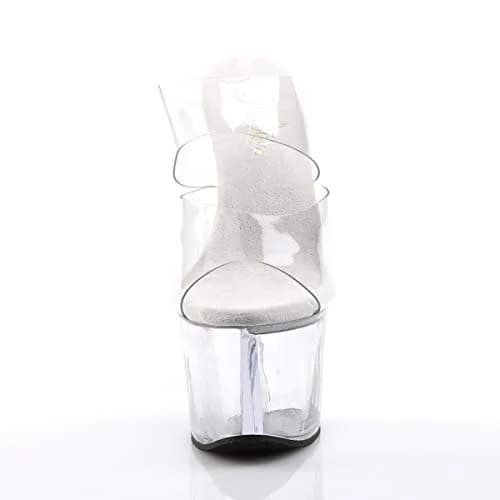 Pleaser Sky-302 Platform Slide Clear/Clear | 7" Heel, 2¾" Platform, Open Toe, Synthetic Vinyl thumbnail 2