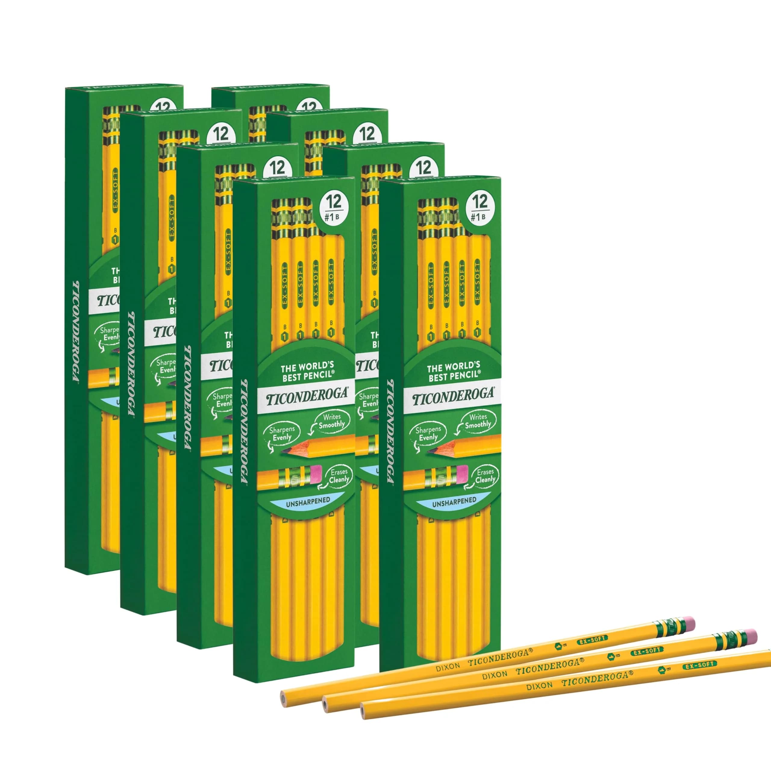 Ticonderoga Wood-Cased Pencils, Unsharpened, #2 HB Soft, Yellow, 96 Count | Smooth Writing Instrument for Students - view 3