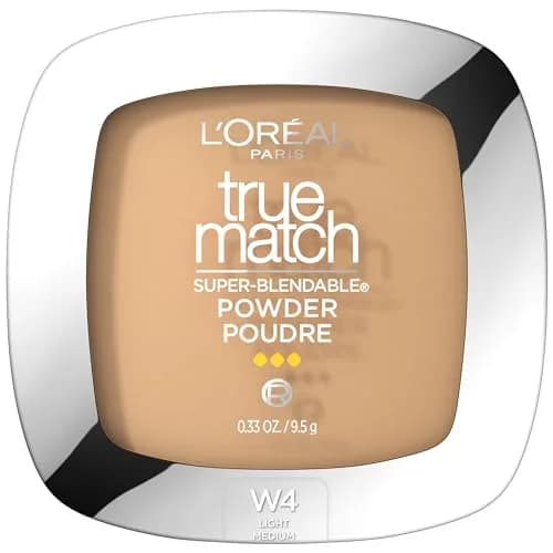 L'Oreal Paris True Match Super Blendable Oil-Free Powder Foundation W3 Light Medium 0.33 oz | Matches Skin Tone & Texture — W4 Light Medium