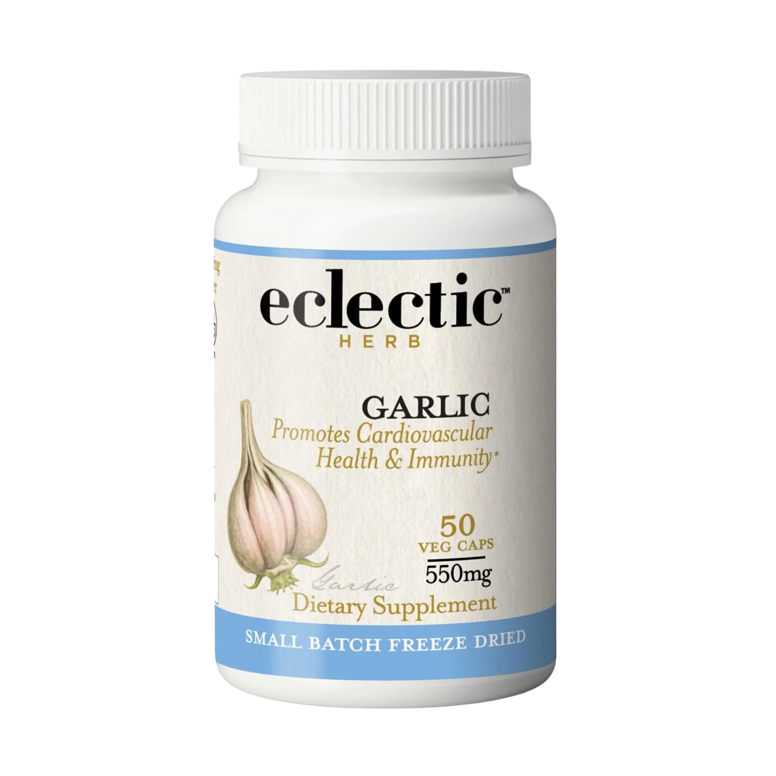 ECLECTIC INSTITUTE Garlic Capsules 50 CT | Heart & Immune Support, US Grown, Vegan, Gluten-Free — Blue