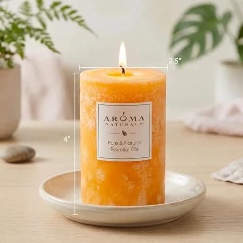 Aroma Naturals Lavender & Tangerine Pillar Candle 6.4cm x 10.2cm (2.5" x 4") | Relaxing Aromatherapy Scent thumbnail 5