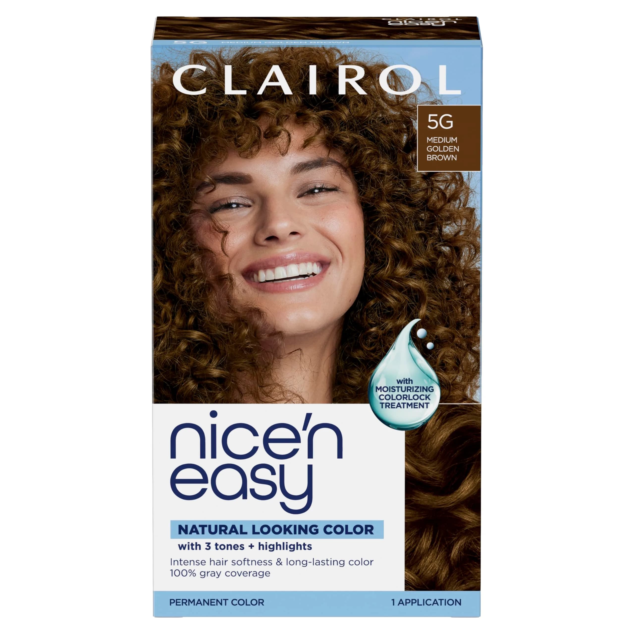Clairol Nice'n Easy Permanent Hair Dye 5G Medium Golden Brown, Pack of 1 | 100% Gray Coverage - main product image
