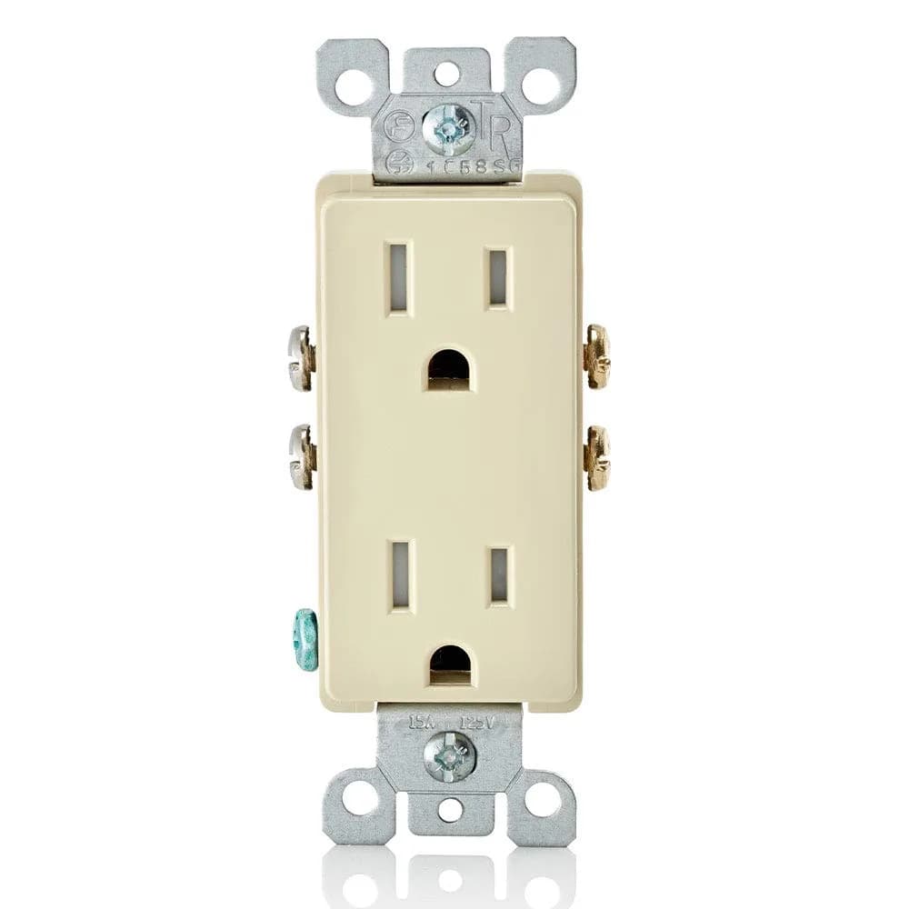 Leviton 15 Amp Decora Tamper-Resistant Duplex Electrical Wall Outlet, T5325-W, White | Child-Safe, Long-Lasting, UL & CSA Certified — Ivory