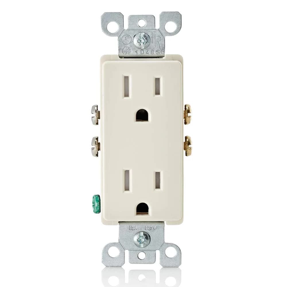 Leviton 15 Amp Decora Tamper-Resistant Duplex Electrical Wall Outlet, T5325-W, White | Child-Safe, Long-Lasting, UL & CSA Certified — Light Almond