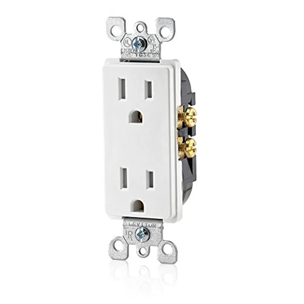 Leviton 15 Amp Decora Tamper-Resistant Duplex Electrical Wall Outlet, T5325-W, White | Child-Safe, Long-Lasting, UL & CSA Certified - main product image
