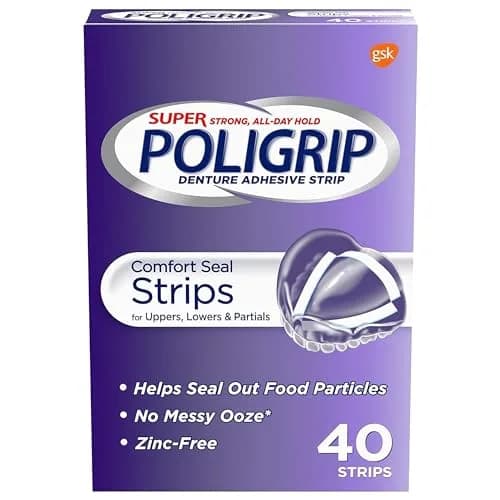 Super Poli-Grip Denture Adhesive Strips 40 Count | All-Day Comfort Seal thumbnail 1