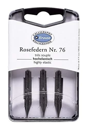 Brause Rose 76 Nib (Pack of 3, 0.3mm) | Fine Point Calligraphy Nibs for Smooth Ink Flow thumbnail 1
