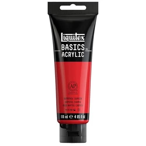 Liquitex BASICS Acrylic Paint Naphthol Crimson (4 oz / 118 ml) | Artist-Grade Heavy Body Paint - main product image