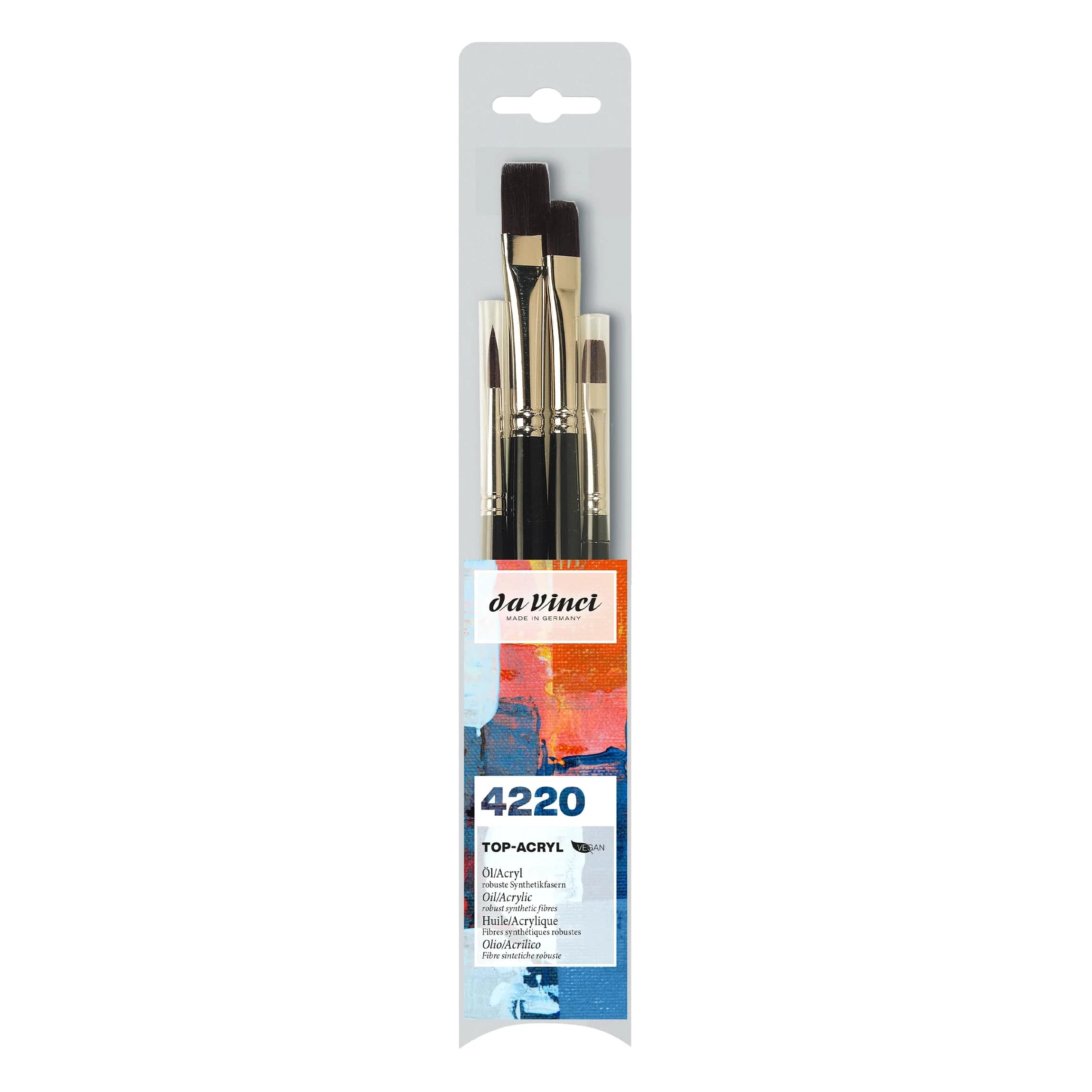 da Vinci Watercolor Series 4220 Top Acryl Brush Set for Acrylic, Oil, and Watercolor | Multiple Sizes, Handmade in Germany — Green,nickel