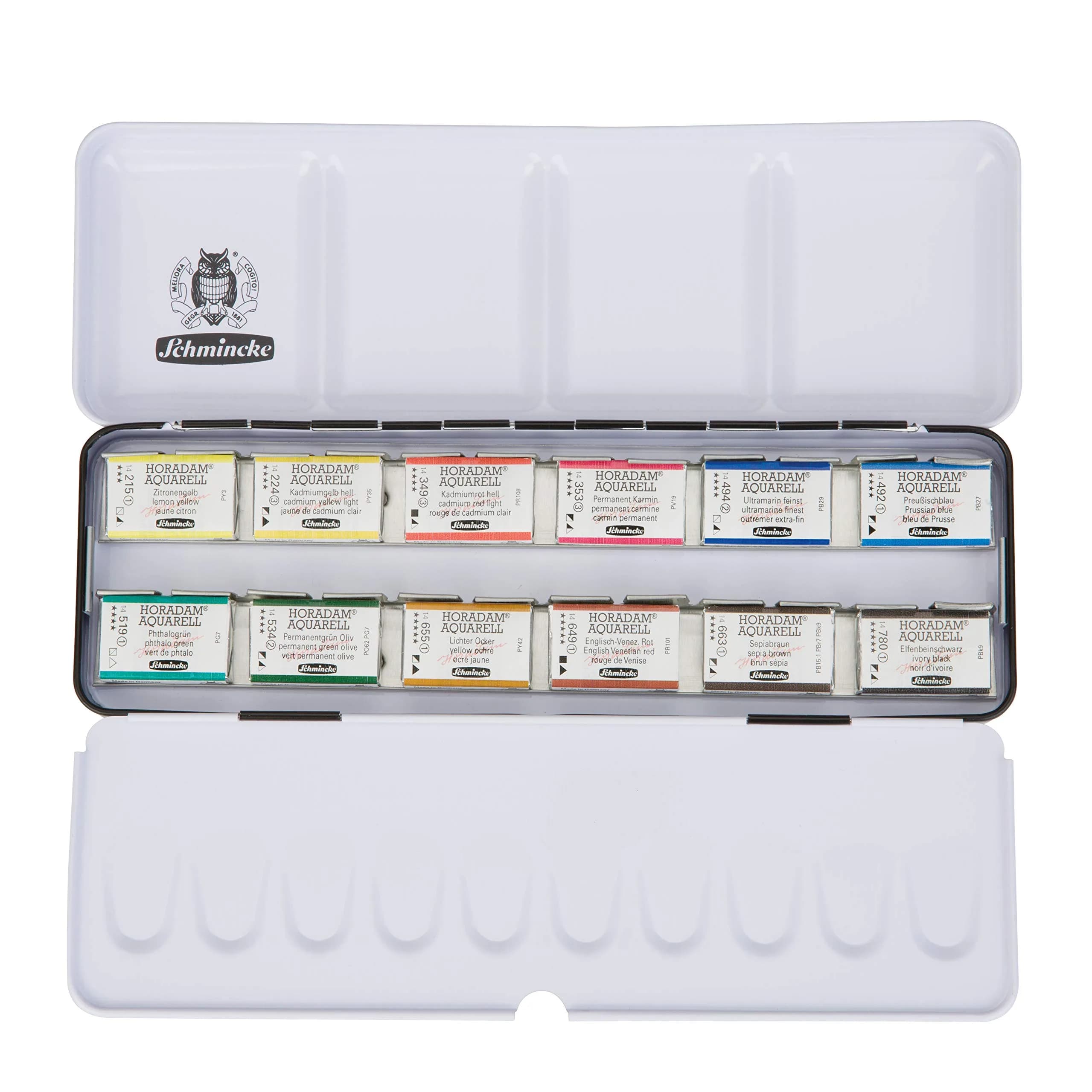 Schmincke HORADAM AQUARELL Watercolor Set 12 Colors | Finest German Artist Watercolors — Assorted