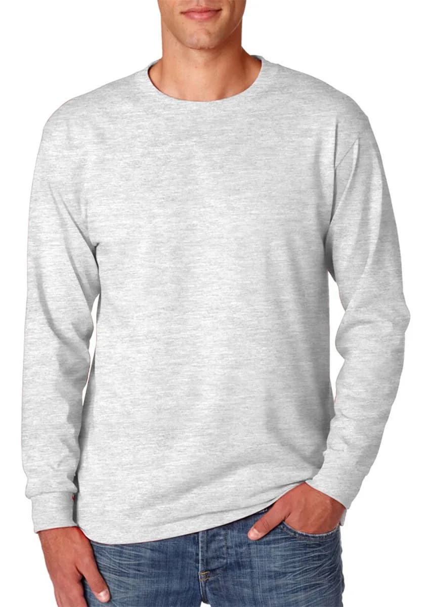 Jerzees Adult 5.6 oz DRI-POWER ACTIVE Long-Sleeve T-Shirt Ash Large | Moisture-Wicking Cotton Blend for Active Wear — Ash