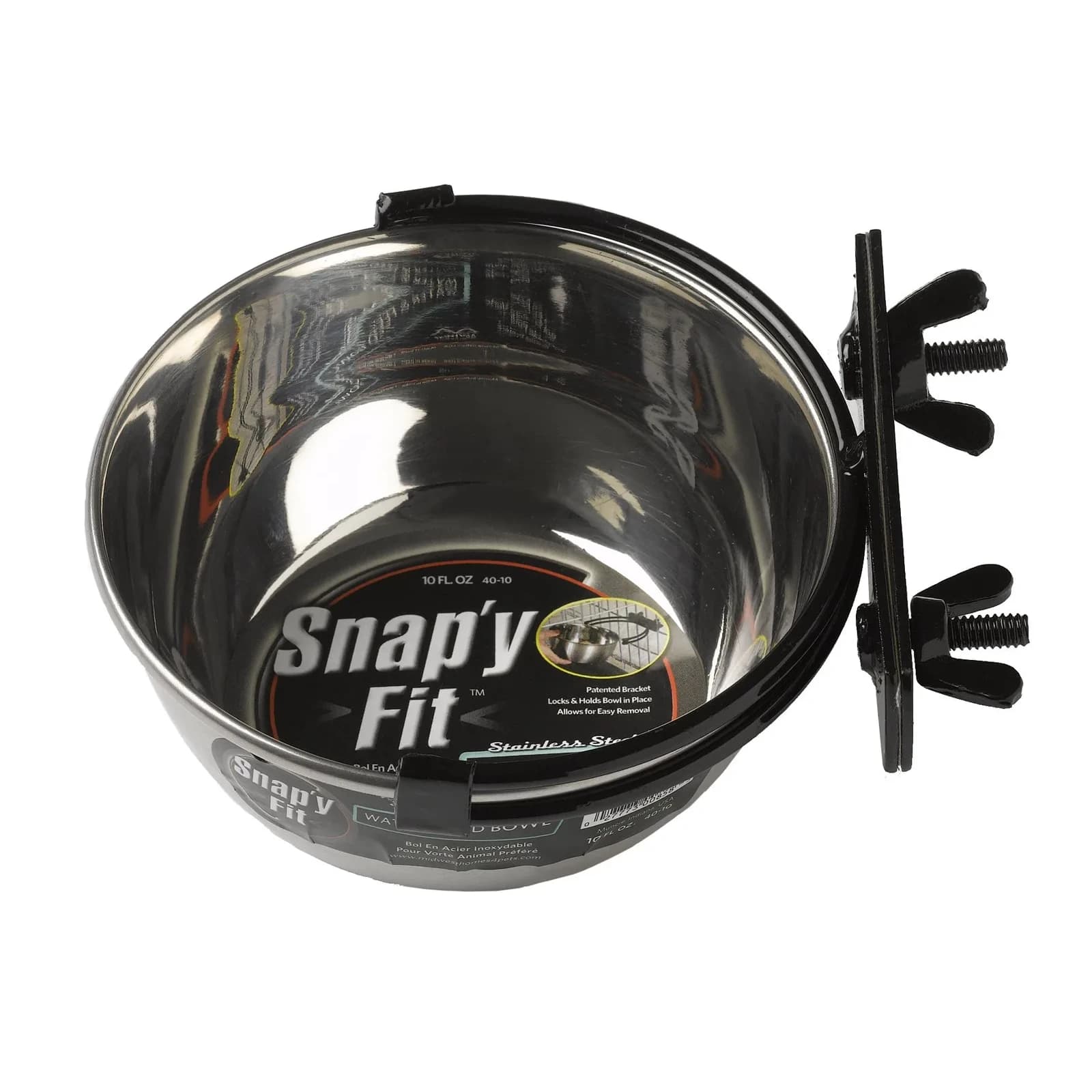 MidWest Homes for Pets Snap'y Fit Stainless Steel Pet Bowl 296ml (10 Ounces) | Secure Crate Mount for Small Dogs & Cats