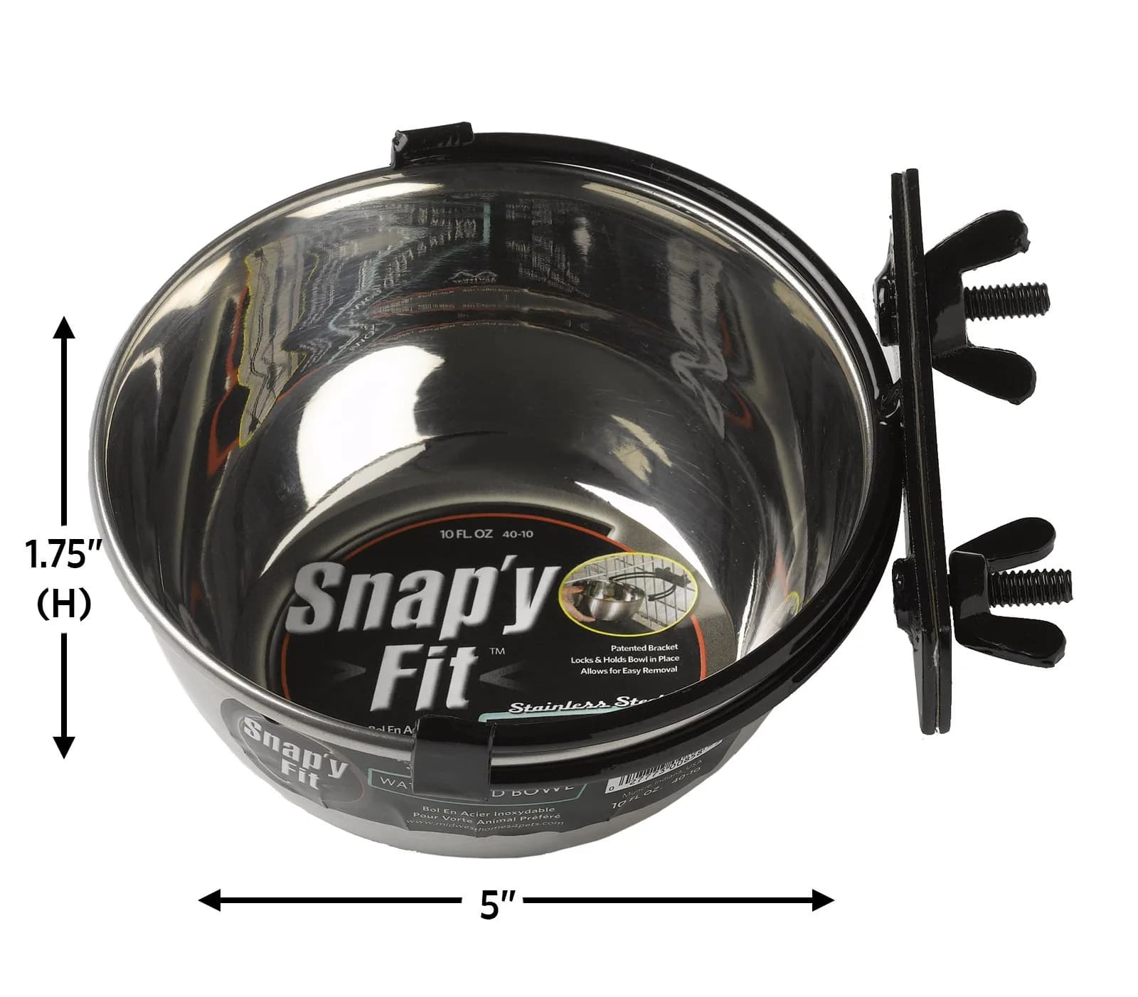 MidWest Homes for Pets Snap'y Fit Stainless Steel Pet Bowl 296ml (10 Ounces) | Secure Crate Mount for Small Dogs & Cats - view 4