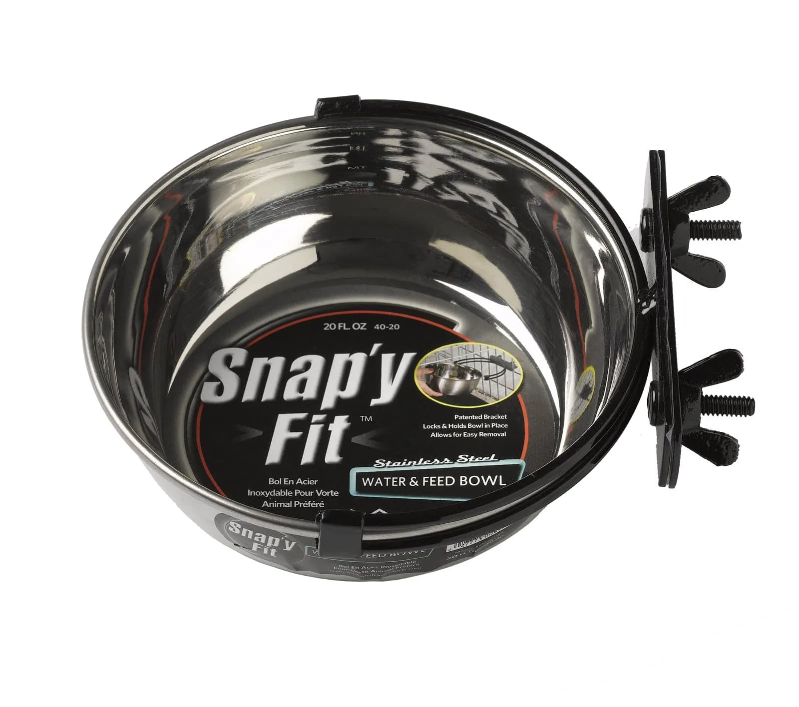 MidWest Homes for Pets Snap'y Fit Stainless Steel Pet Bowl 20 oz (591 ml) | Secure Crate Mount, Rust-Resistant - main product image