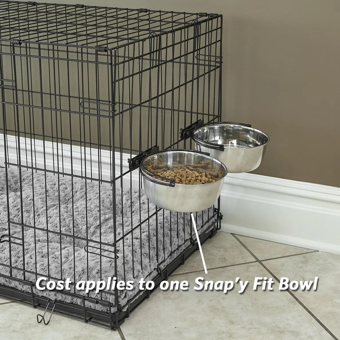 MidWest Homes for Pets Snap'y Fit Stainless Steel Pet Bowl 20 oz (591 ml) | Secure Crate Mount, Rust-Resistant - view 3