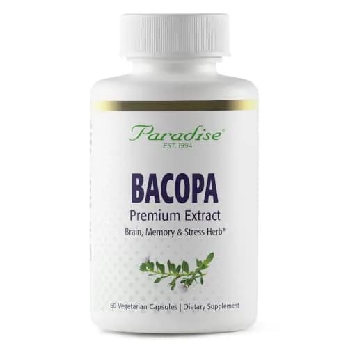 Paradise Herbs & Essentials Bacopa Extract Vegan 60 Capsules | Full Spectrum, Organic, Vegan thumbnail 1
