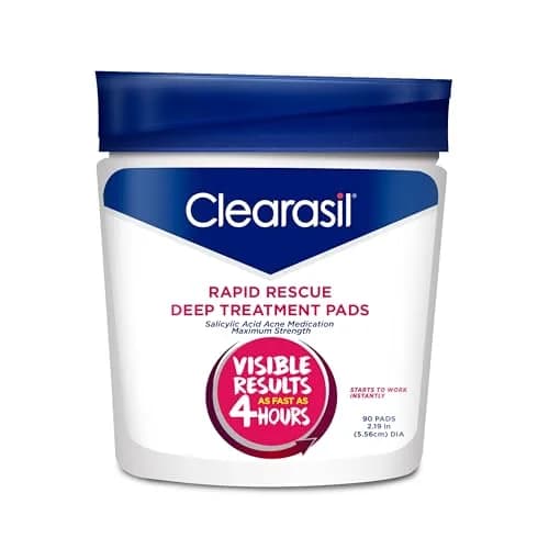 Clearasil Rapid Rescue Deep Treatment Acne Face Pads, Maximum Strength 2% Salicylic Acid, 90 Count thumbnail 1