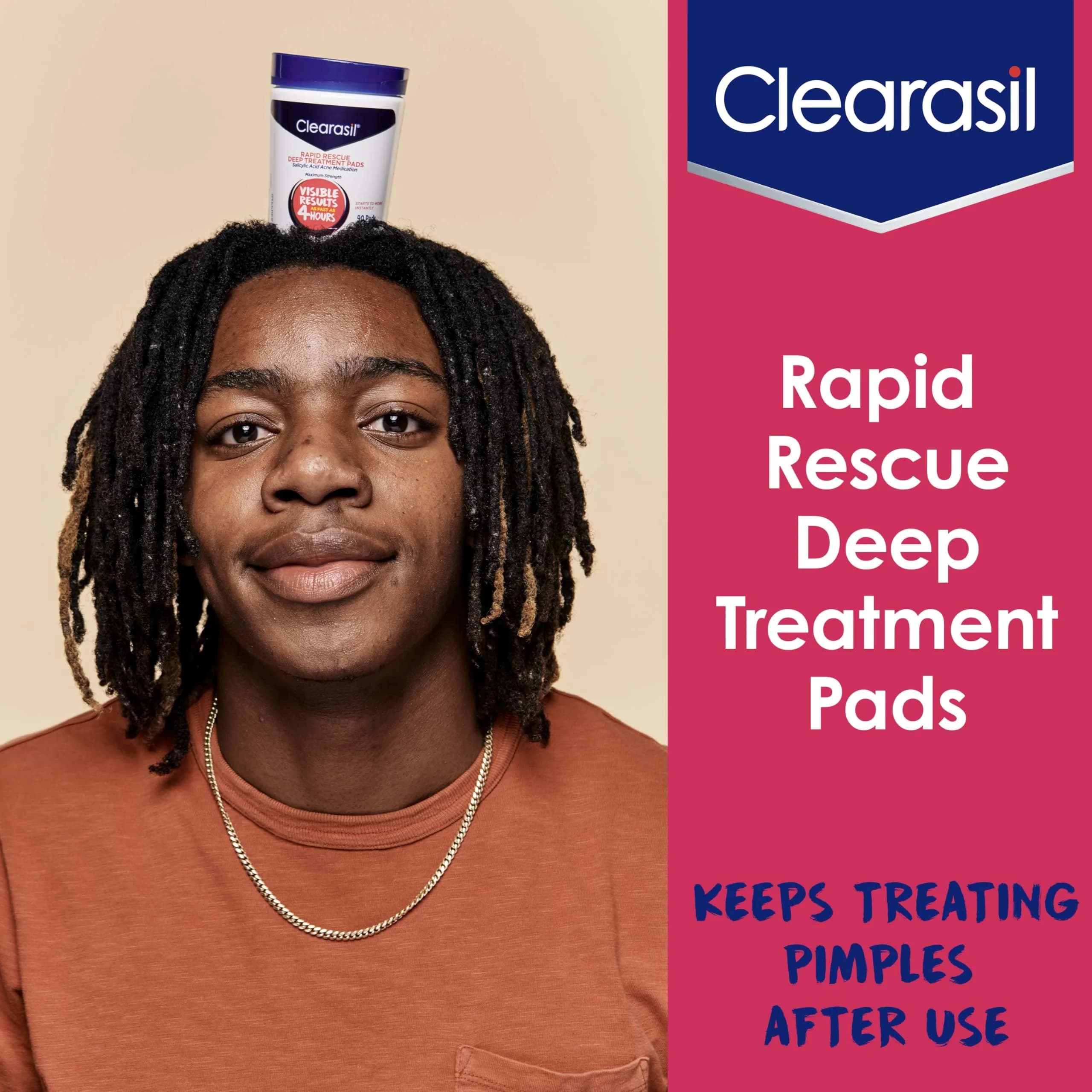 Clearasil Rapid Rescue Deep Treatment Acne Face Pads, Maximum Strength 2% Salicylic Acid, 90 Count - view 5