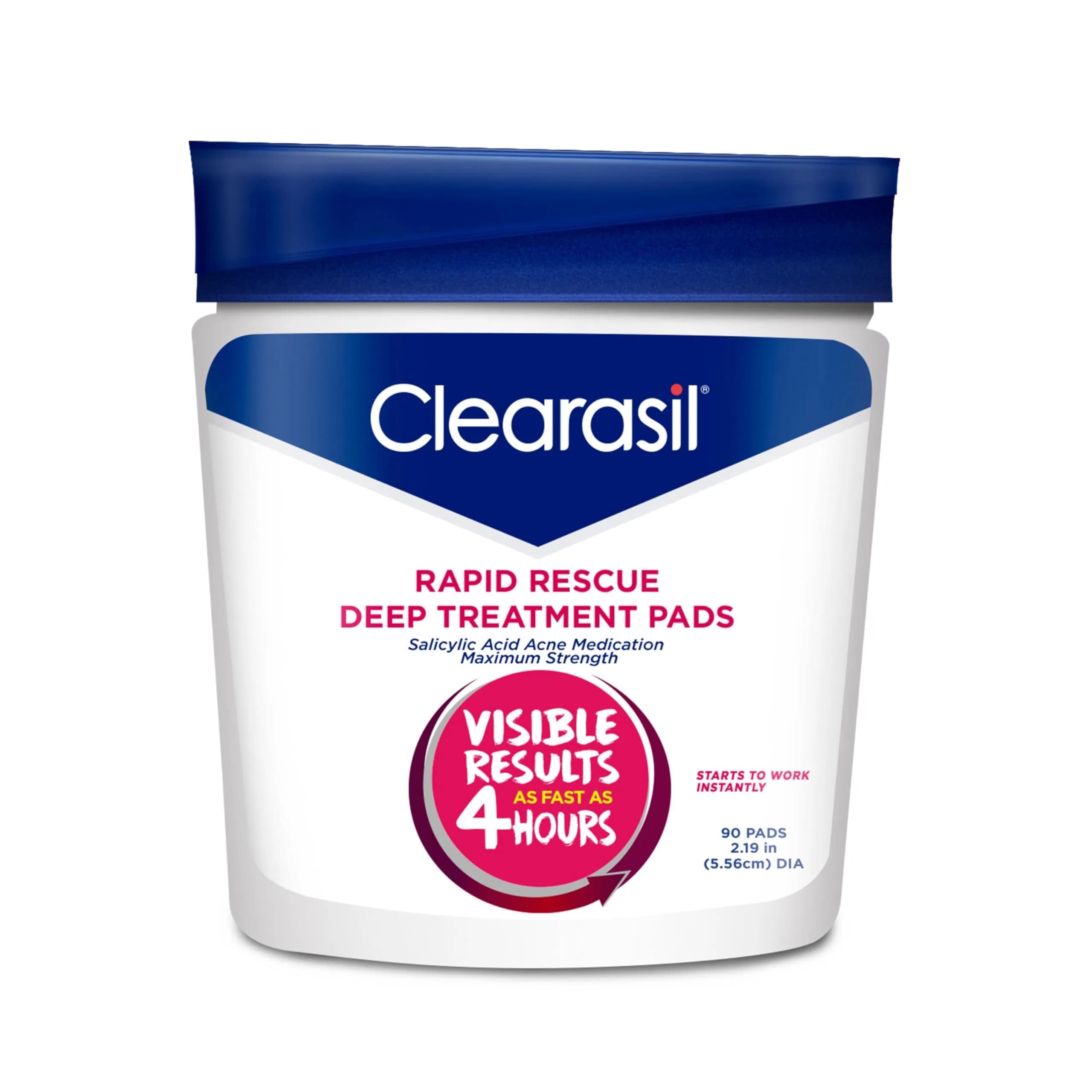 Clearasil Rapid Rescue Deep Treatment Acne Face Pads, Maximum Strength 2% Salicylic Acid, 90 Count - main product image