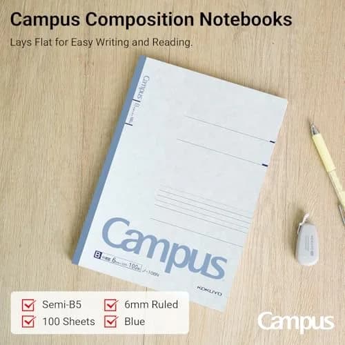 KOKUYO B5 Composition Notebook with 6mm Ruled | Japan Import, 100 Sheets, Blue thumbnail 5