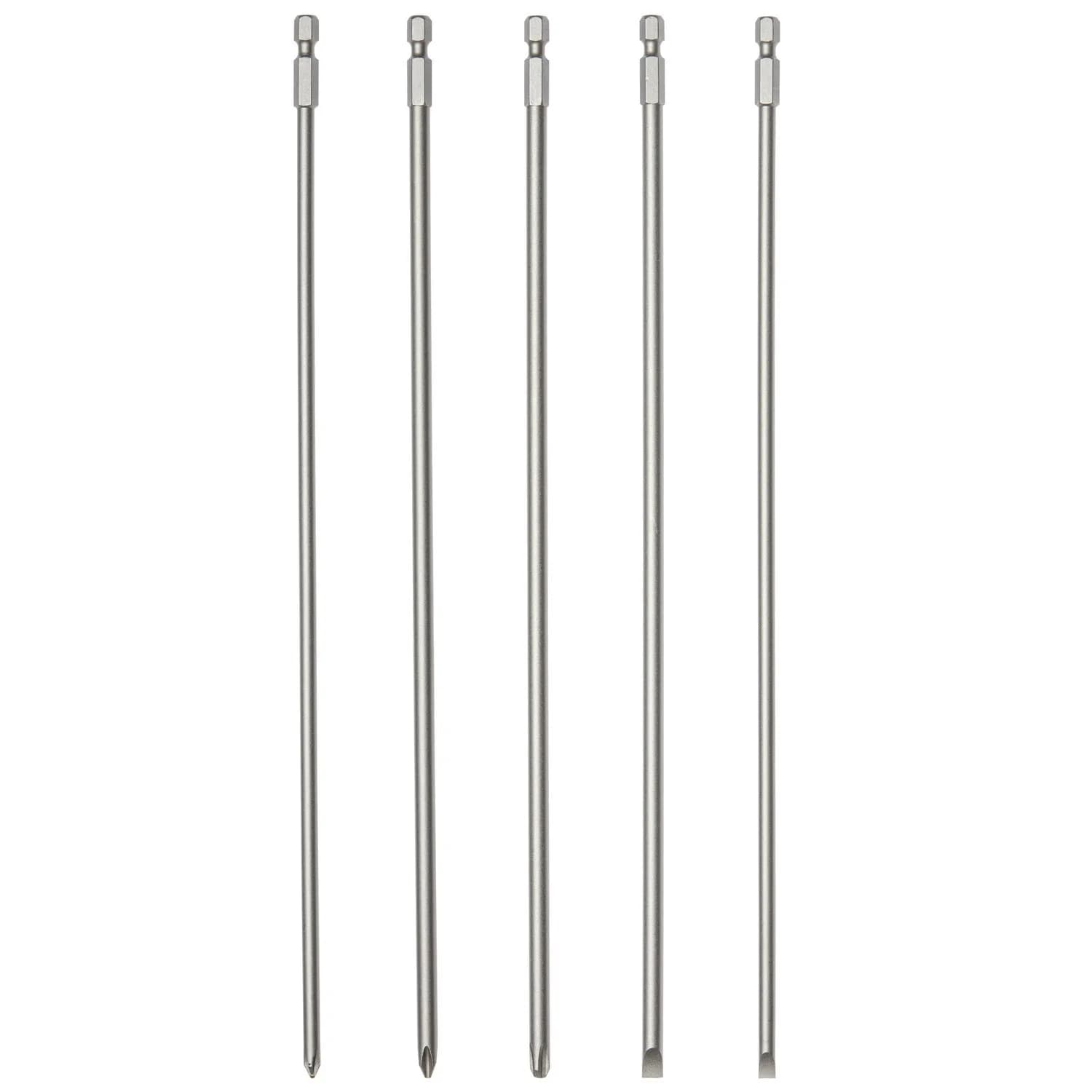 NEIKO Extra Long 12-Inch Phillips and Slotted Screwdriver Bit Set | 5-Piece | 30.48 cm (12 Inch) | Cr-V Steel | 1/4-Inch Hex Shank - main product image