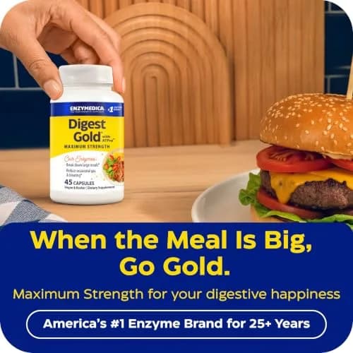 Enzymedica Digest Gold, Maximum Strength, ATPro Energy Support - 45 Caps | Fast-Acting Digestive Enzymes for Gas & Bloating thumbnail 3