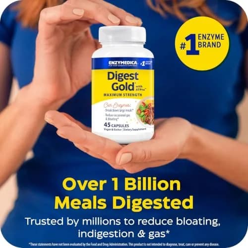 Enzymedica Digest Gold, Maximum Strength, ATPro Energy Support - 45 Caps | Fast-Acting Digestive Enzymes for Gas & Bloating thumbnail 4