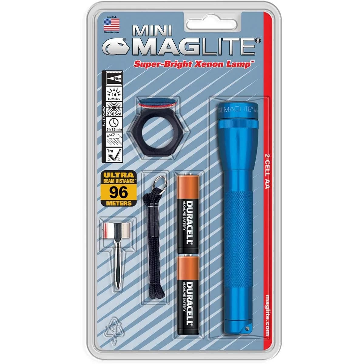 MagLite Mini Incandescent 2-Cell AA Flashlight Combo - Blue | 14 Lumens, 6-Hour Runtime - main product image