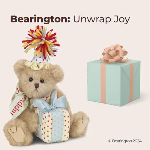 Bearington Birthday Bear Stuffed Animal 10" | Realistic Plush Teddy for Kids & Toddlers thumbnail 5