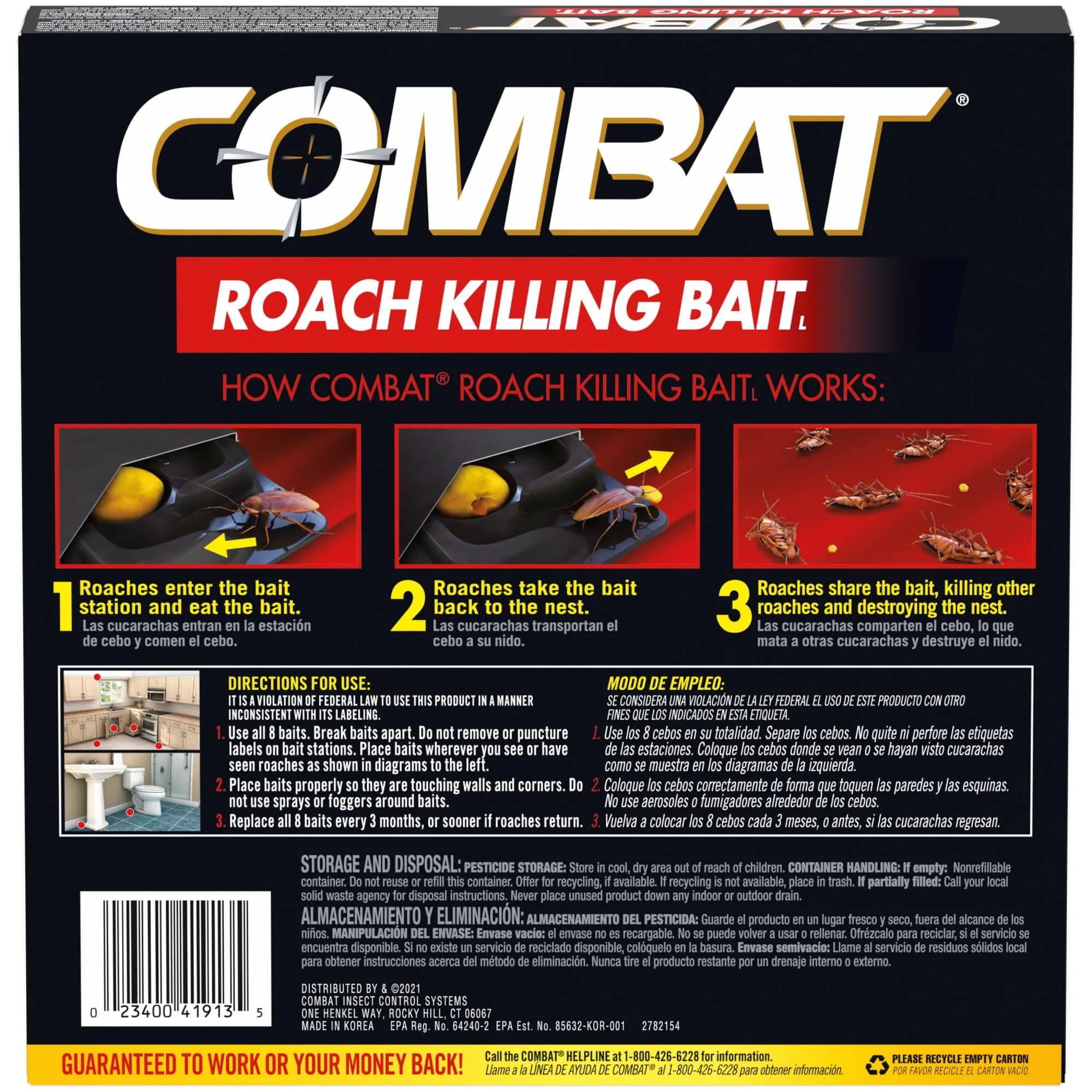 Combat Roach Killing Bait Stations for Large Roaches, Kills the Nest, 8 Count | EPA Registered Pesticide - view 6