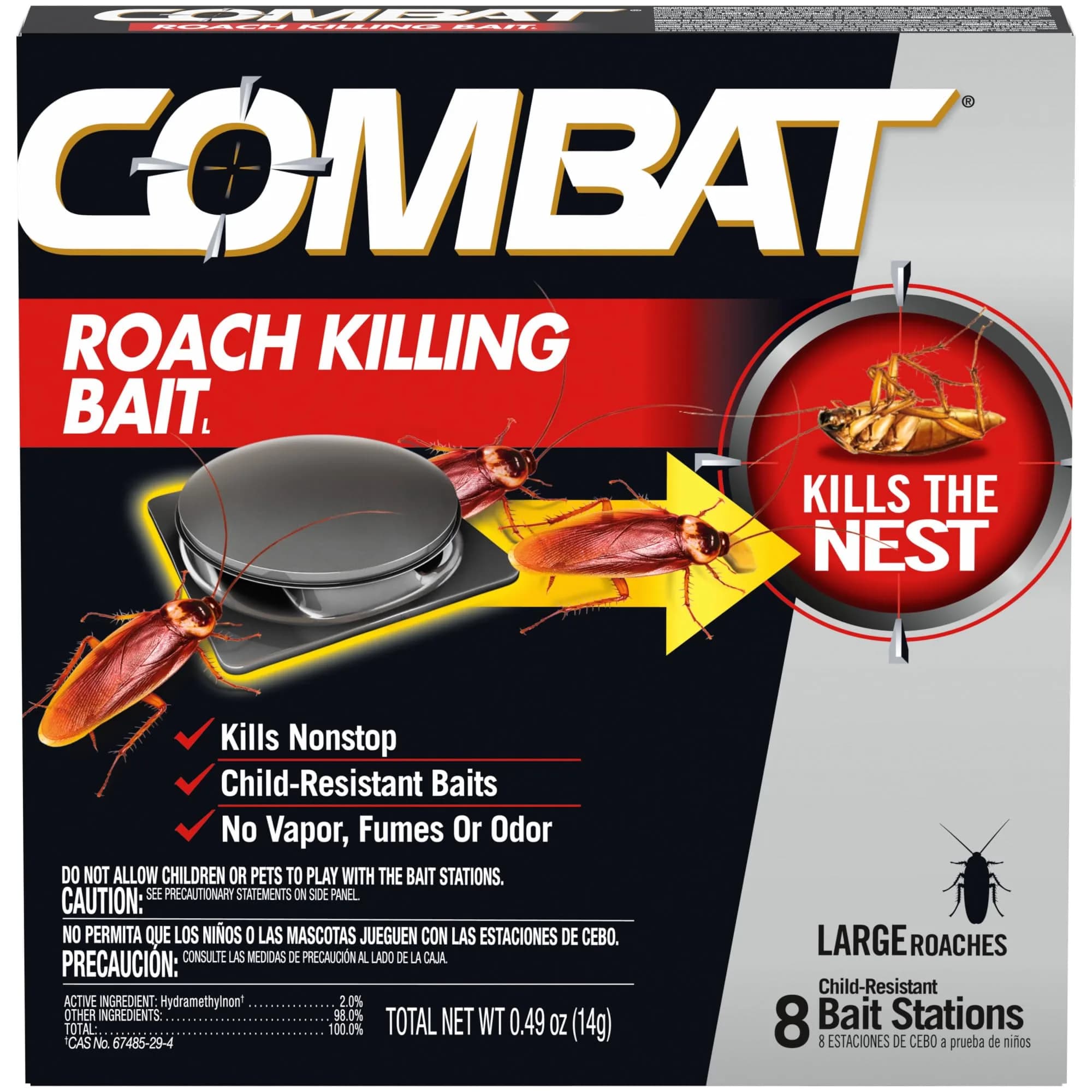 Combat Roach Killing Bait Stations for Large Roaches, Kills the Nest, 8 Count | EPA Registered Pesticide - main product image