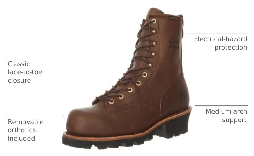 Chippewa Men's 8" Waterproof Steel Toe EH Logger Boot, Bay Apache, 10 W US | Durable Leather Work Boot thumbnail 3
