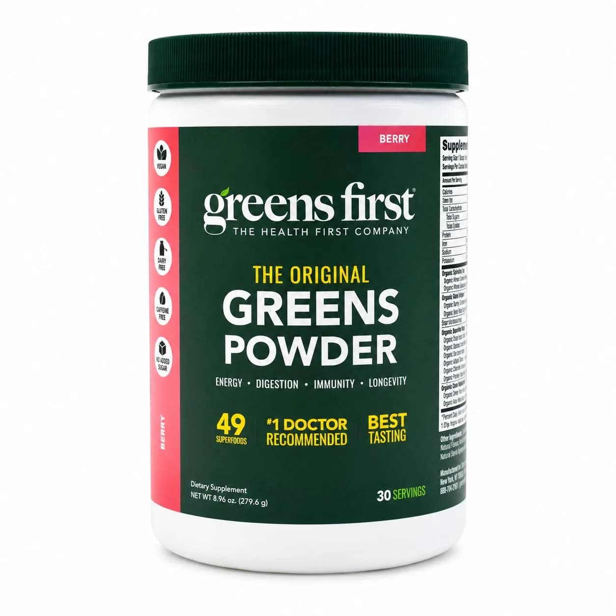 Greens First Original Greens Powder, Berry, 8.96 Ounce (Pack of 1) | 49 Superfoods & Gut Support — Berry