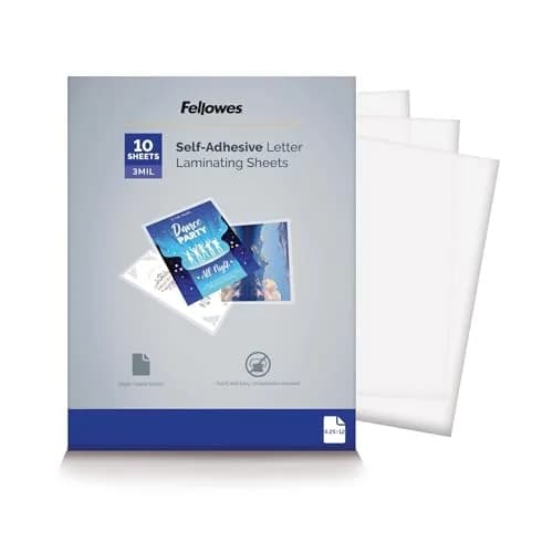 Fellowes Self-Adhesive Laminating Sheets, Letter Size, 3 Mil, 10pk | Quick & Easy Document Protection thumbnail 1