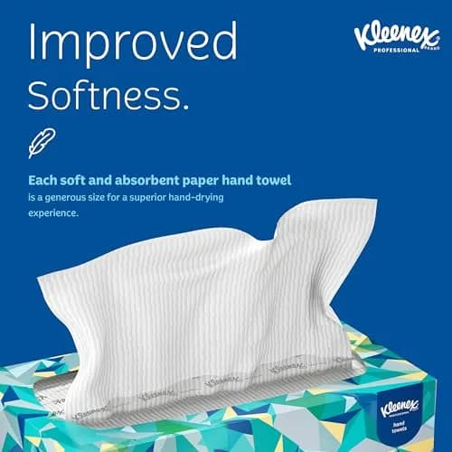 KLEENEX Pop-Up Box Hand Towels, Paper, 120 Count (Pack of 1) | Water-Resistant Coating for Moisture Protection thumbnail 3