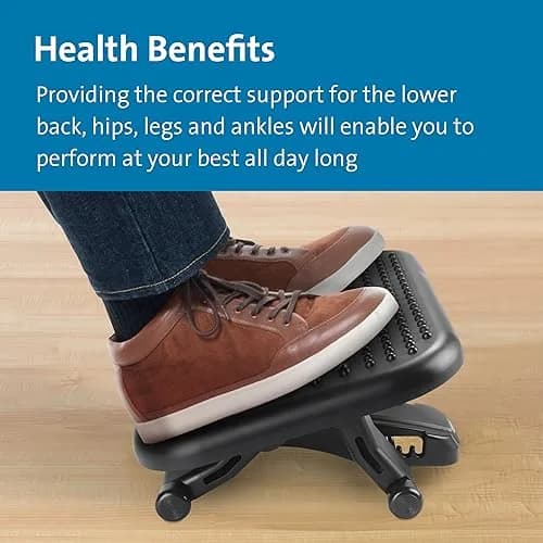 Kensington SoleMassager Rocking Footrest with Adjustable Height and Tilt | Grey Plastic thumbnail 6