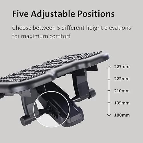 Kensington SoleMassager Rocking Footrest with Adjustable Height and Tilt | Grey Plastic thumbnail 3