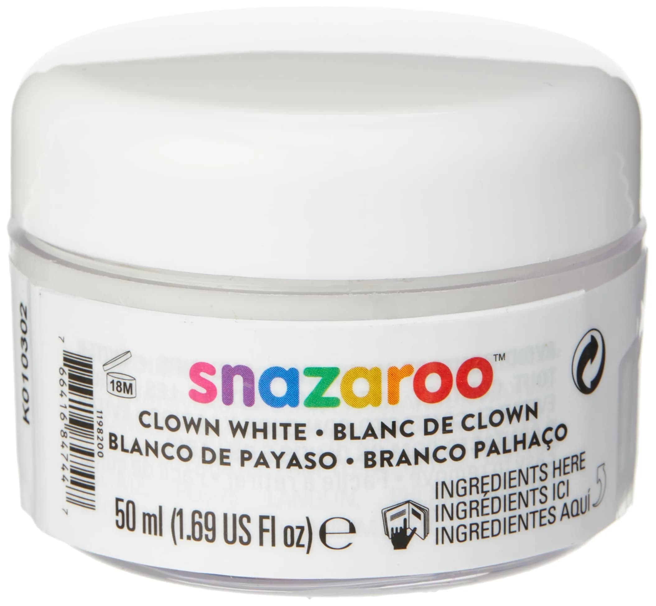Snazaroo Face and Body Paint, Clown White, 50ml | Water-Based, Skin-Friendly Face Paint for All Occasions