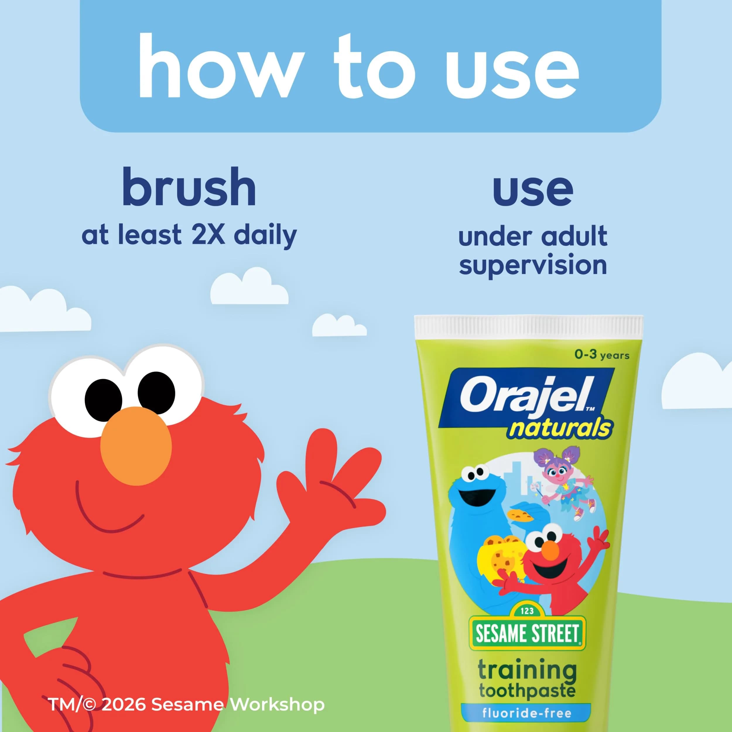 Orajel Kids Elmo Training Fluoride-Free Toothpaste, Natural Berry 1.5 oz | #1 Pediatrician Recommended Fluoride-Free Toothpaste - view 7