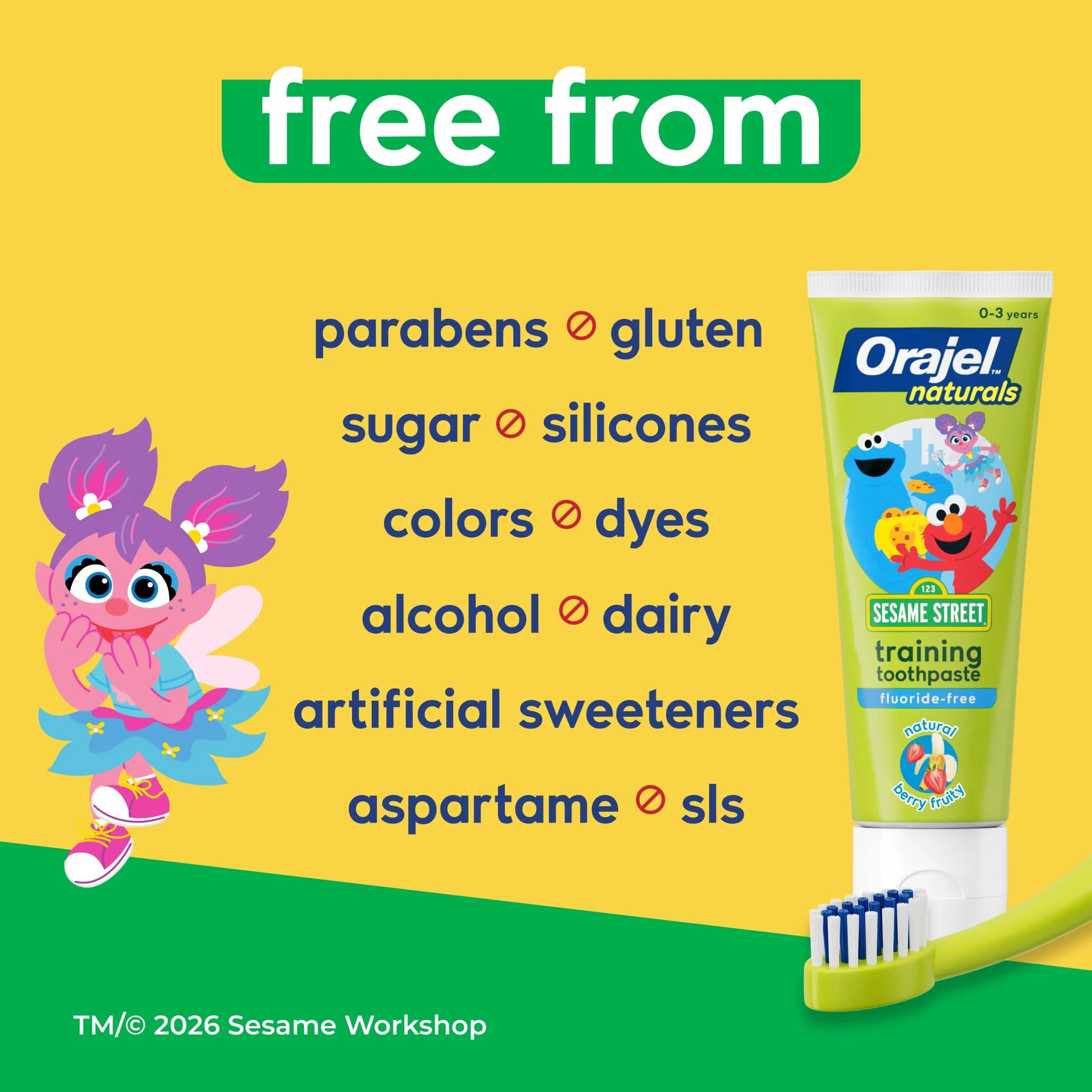 Orajel Kids Elmo Training Fluoride-Free Toothpaste, Natural Berry 1.5 oz | #1 Pediatrician Recommended Fluoride-Free Toothpaste - view 3