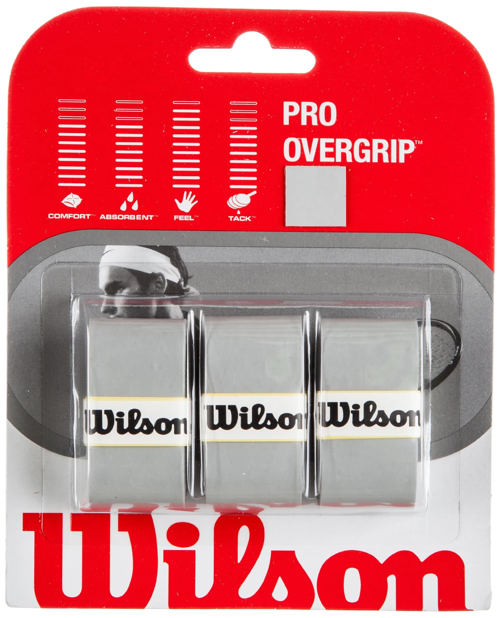 Wilson Pro Overgrip (Optic Pink) 0.6mm | Smooth Surface for Optimal Feel — Silver