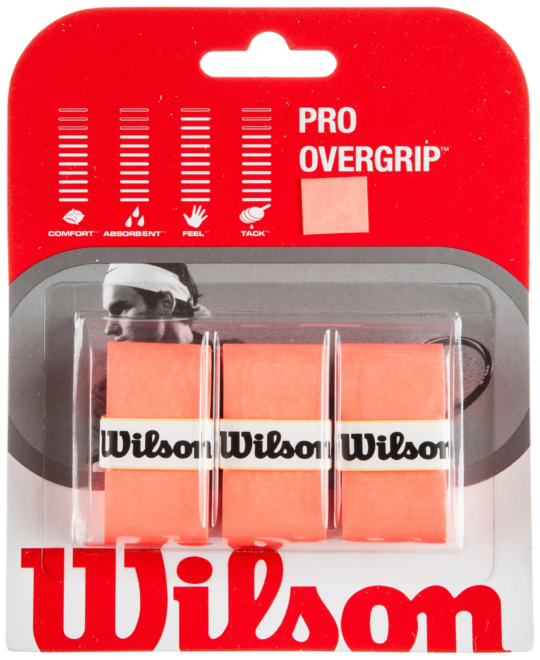 Wilson Pro Overgrip (Optic Orange) - 0.6mm Thickness | Smooth Surface — Optic Orange