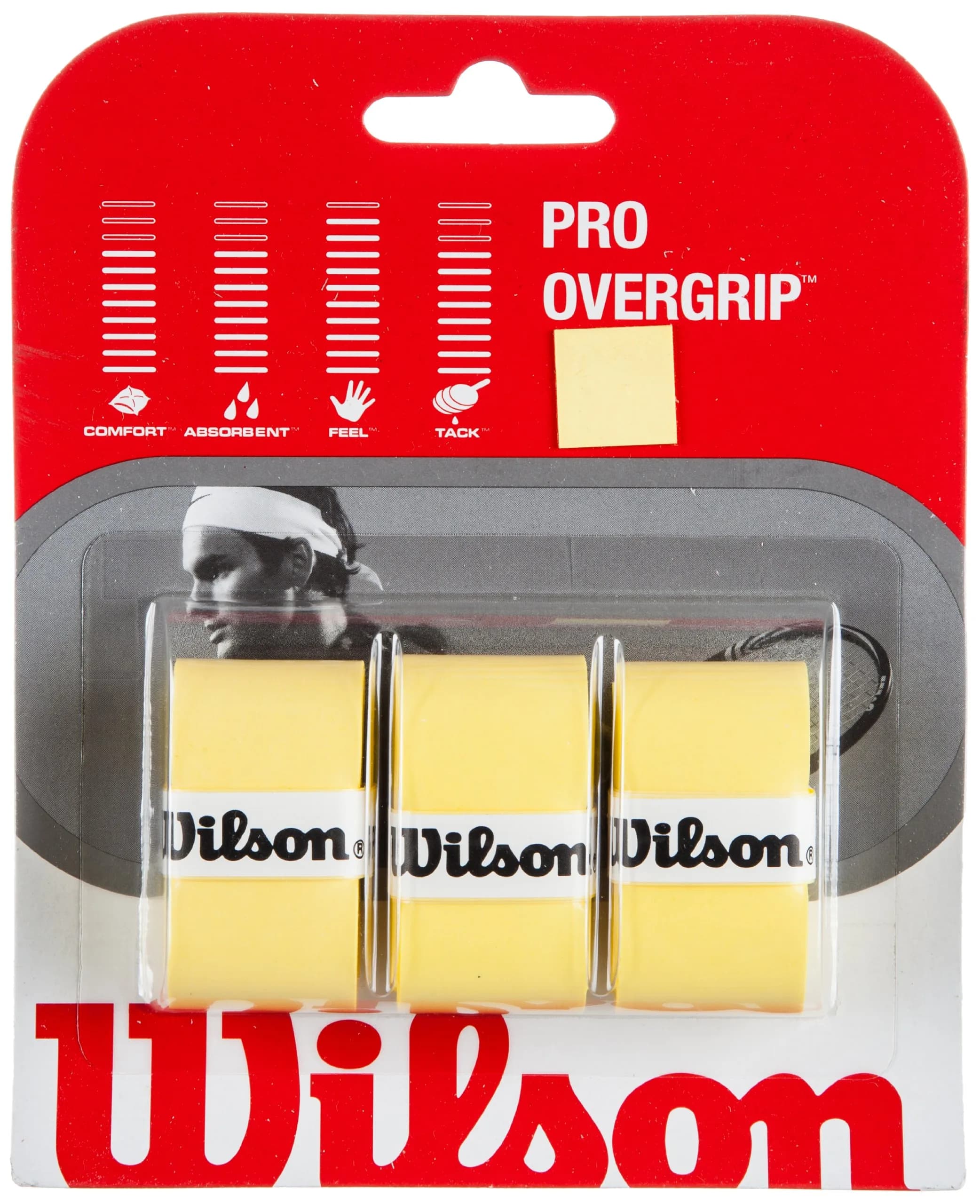 Wilson Pro Overgrip Yellow Solid | Thin High-Stretch Microfiber Felt for Optimal Feel — Yellow