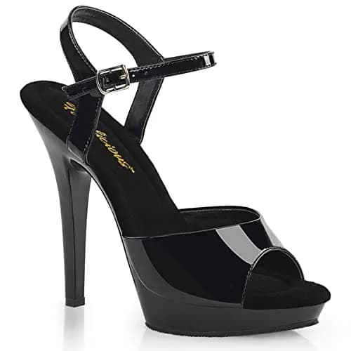 Pleaser Lip-109 Ankle-Strap Platform Sandal 5" Heel | High Heel, Rubber Sole, Black/Black (70-120c) thumbnail 1