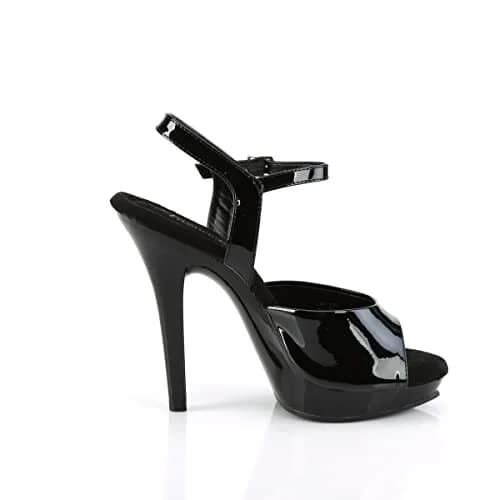 Pleaser Lip-109 Ankle-Strap Platform Sandal 5" Heel | High Heel, Rubber Sole, Black/Black (70-120c) thumbnail 6